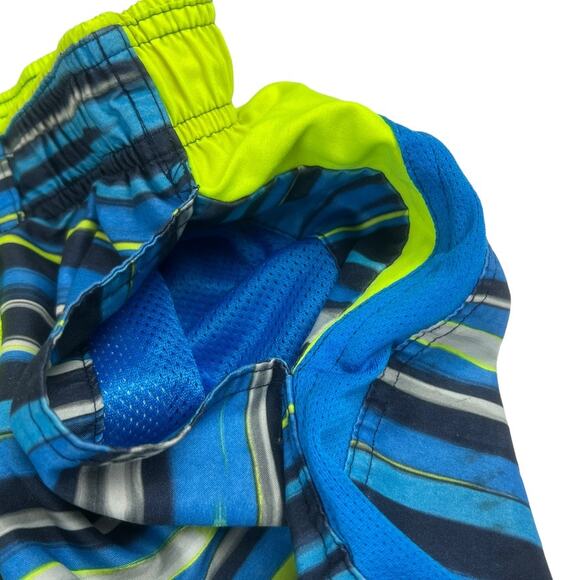 Nike Swim Trunks Neon Stripe Lined Shorts Pockets Mesh Men's Medium‎ Beach Pool - Picture 9 of 10